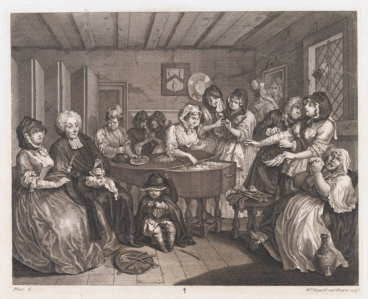 The Harlot's Funeral, designet 1732, trykt 1744 (etsing og gravering) av William Hogarth