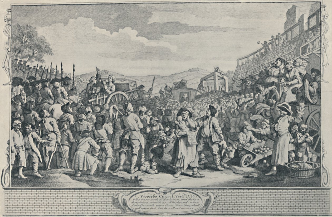 The Idle Prentice henrettet på Tyburn From the Industry and Idleness Series, 1747, 1920 av William Hogarth