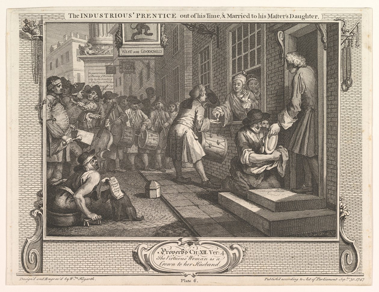 Den flittige Prentice ut av sin tid og gift med sin mesters datter..., 30. september 1747. av William Hogarth