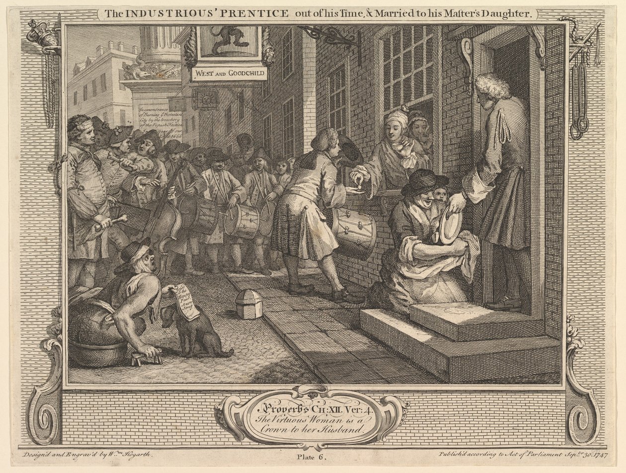 Den flittige Prentice ut av sin tid og gift med sin mesters datter..., 30. september 1747. av William Hogarth
