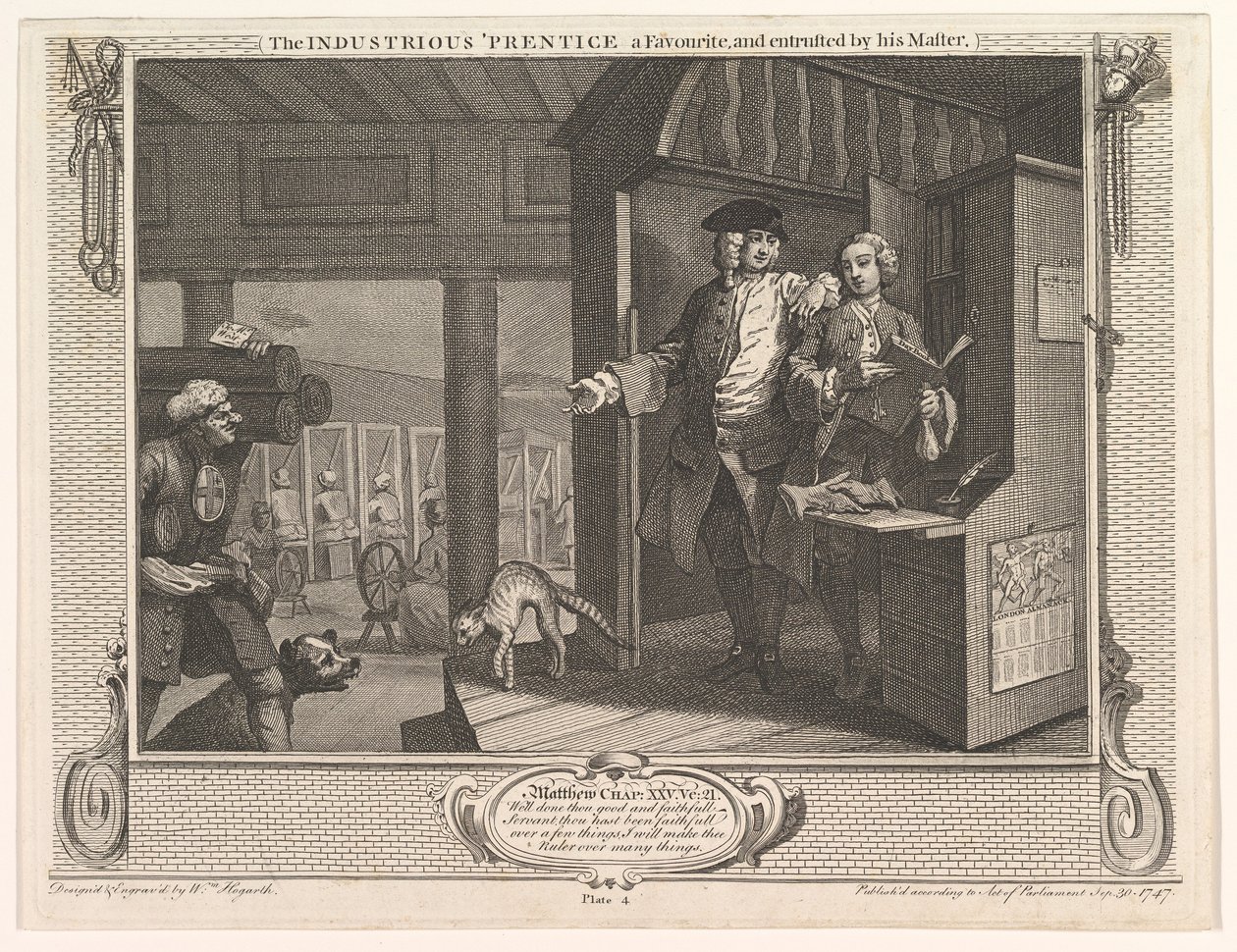 Den flittige Prentice en favoritt og betrodd av sin Master Industry a..., 30. september 1747. av William Hogarth