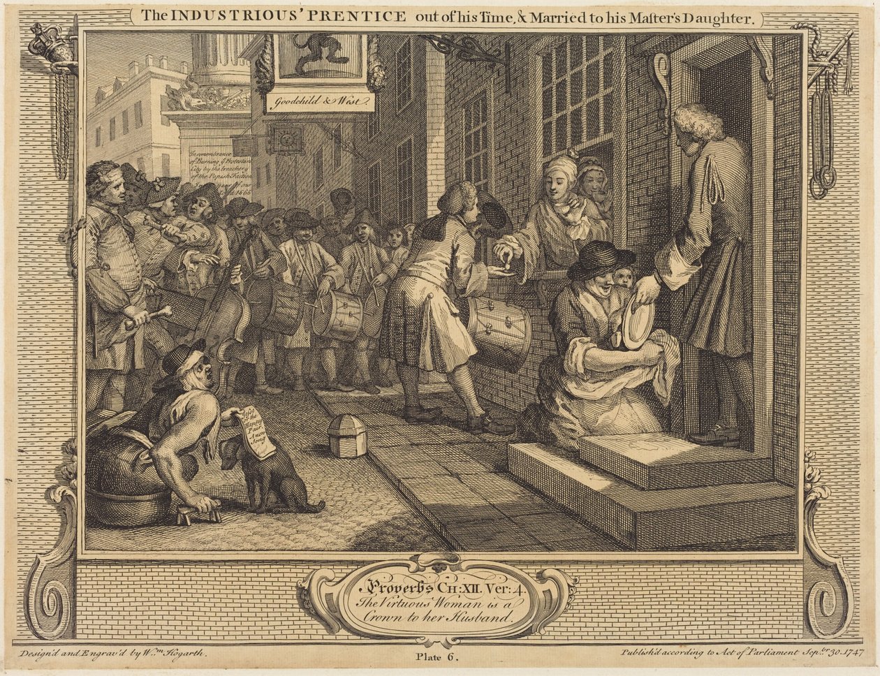 Den flittige lærlingen er utlært og gift med sin mesters datter av William Hogarth