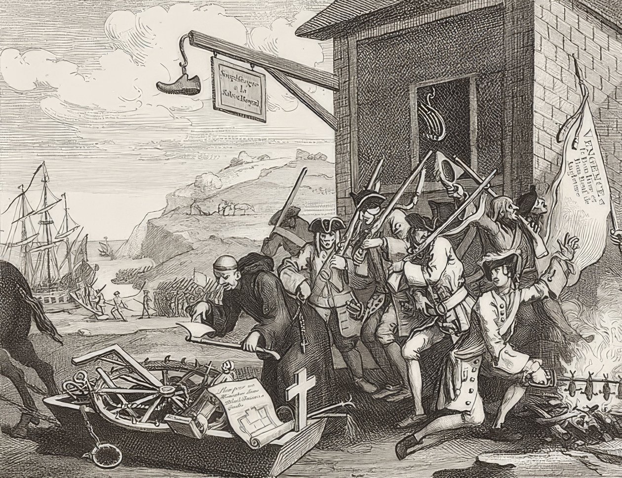 Invasjonen, Plate 1: Frankrike / Die Invasion, Blatt 1: Frankrike. 1756 av William Hogarth