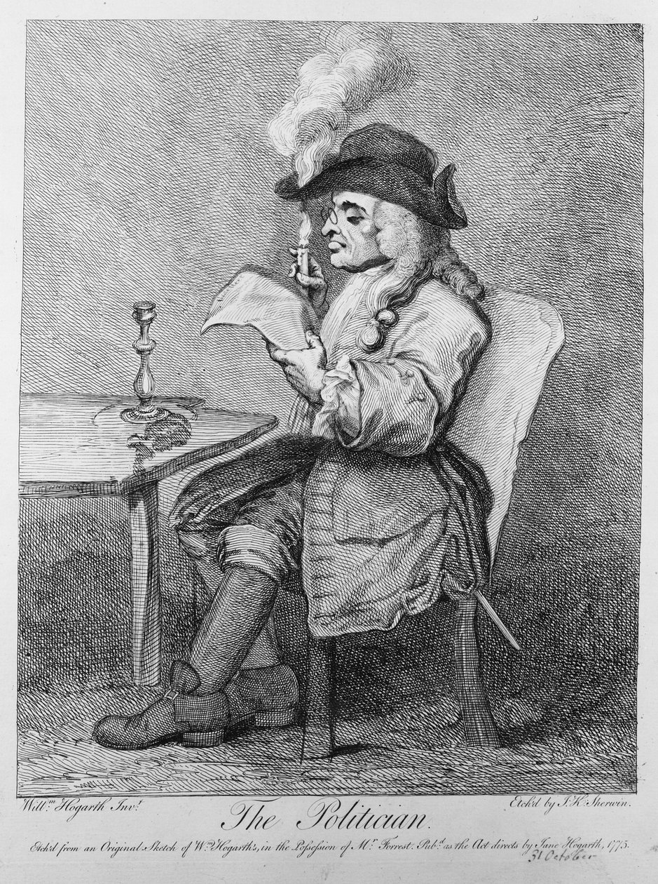 Politikeren, etset av John Keyse Sherwin, 1775 av William Hogarth