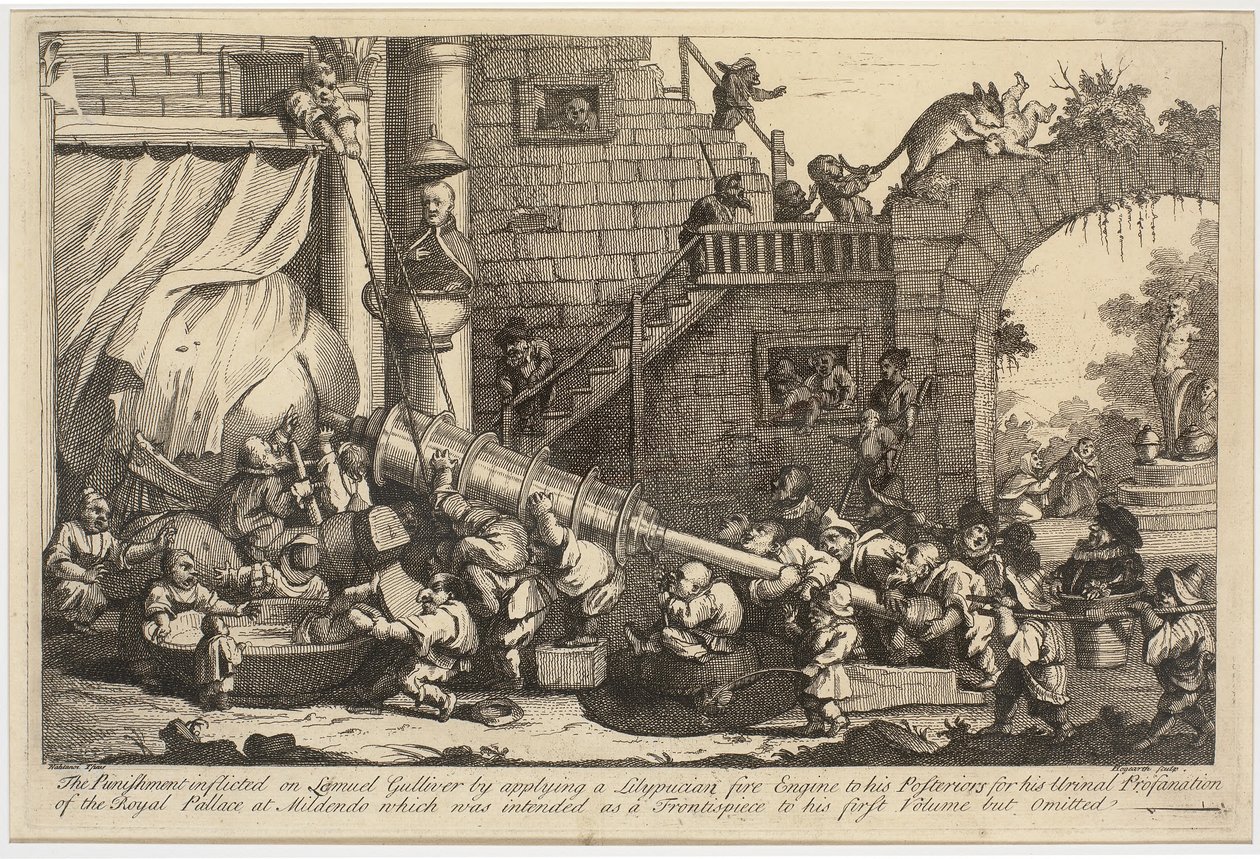 Straffen pålagt Lemuel Gulliver av William Hogarth