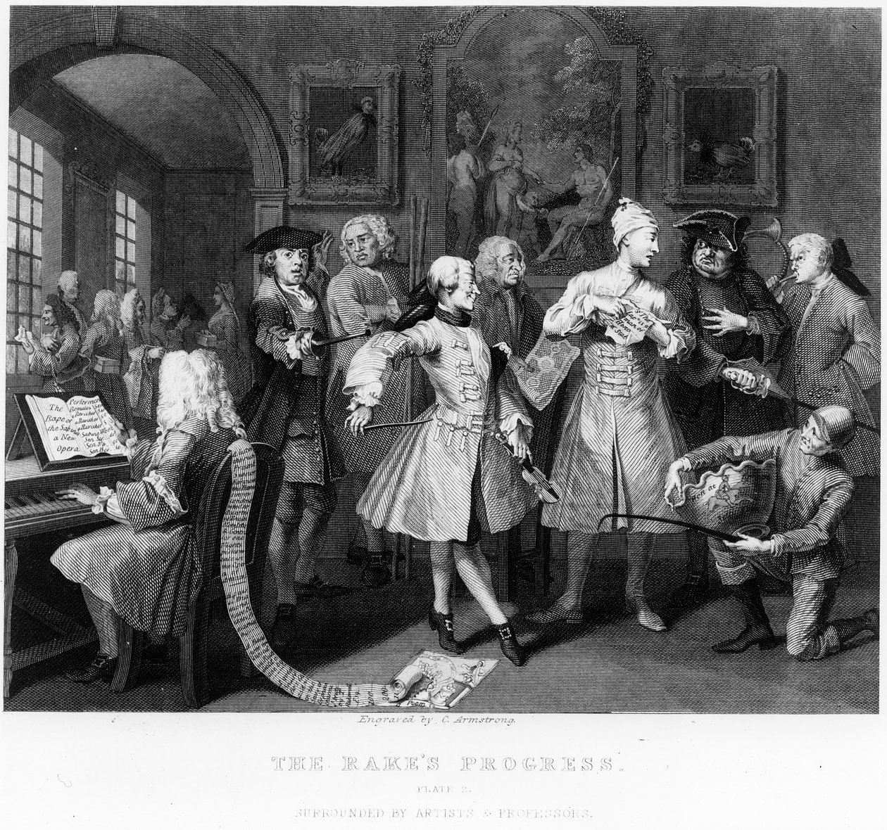The Rake's Levee, plate II, fra 'A Rake's Progress' av William Hogarth