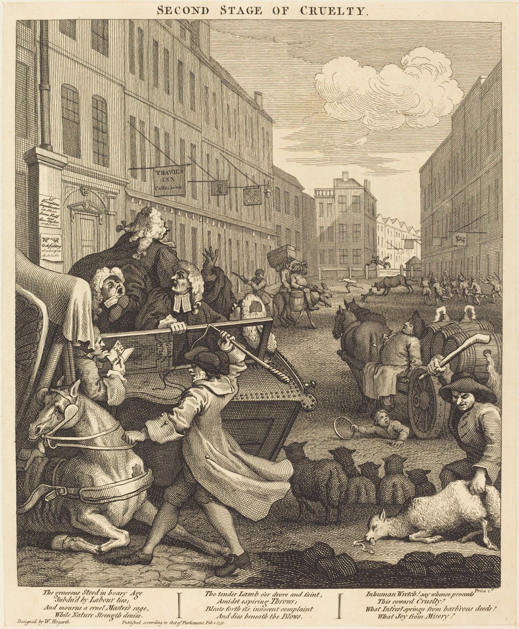 Den andre fasen av grusomhet av William Hogarth