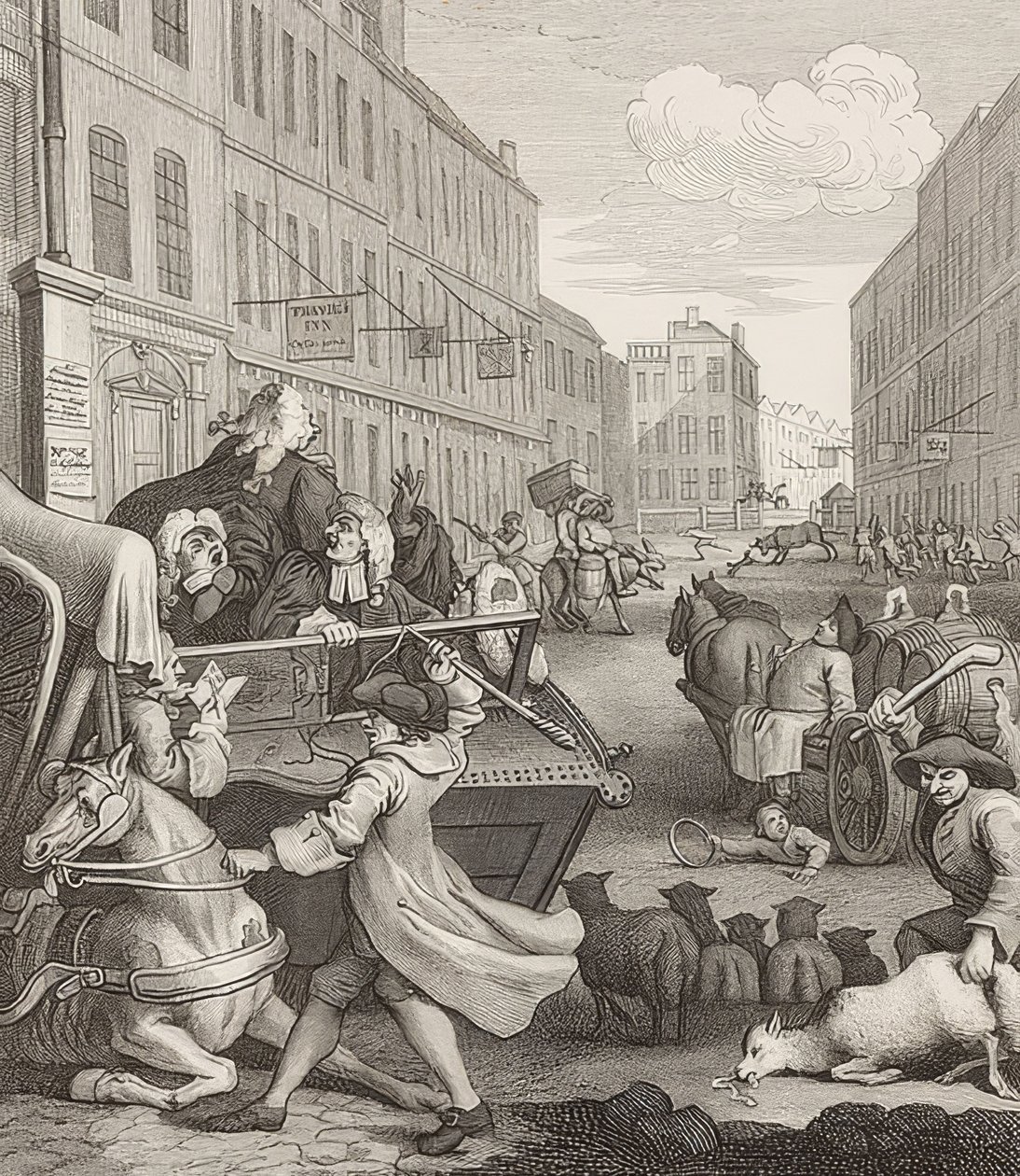 Den andre fasen av grusomhet. Fra: Grusomhetens fire stadier / Grusomhetens fire stadier. 1751 av William Hogarth