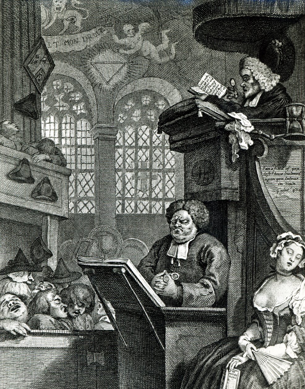 Den sovende menighet, 1736 av William Hogarth