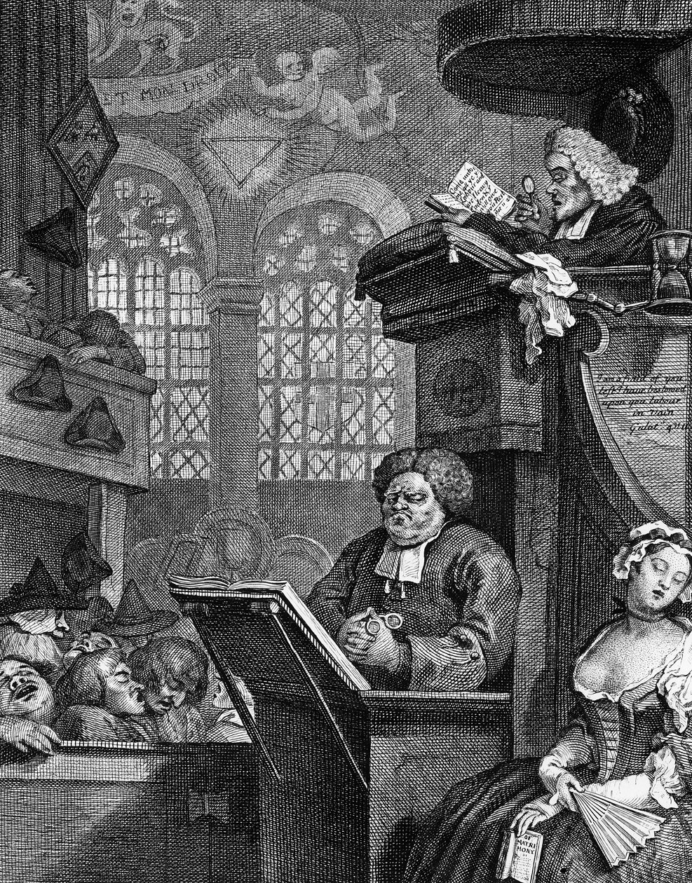 Den sovende menighet, 1736 av William Hogarth