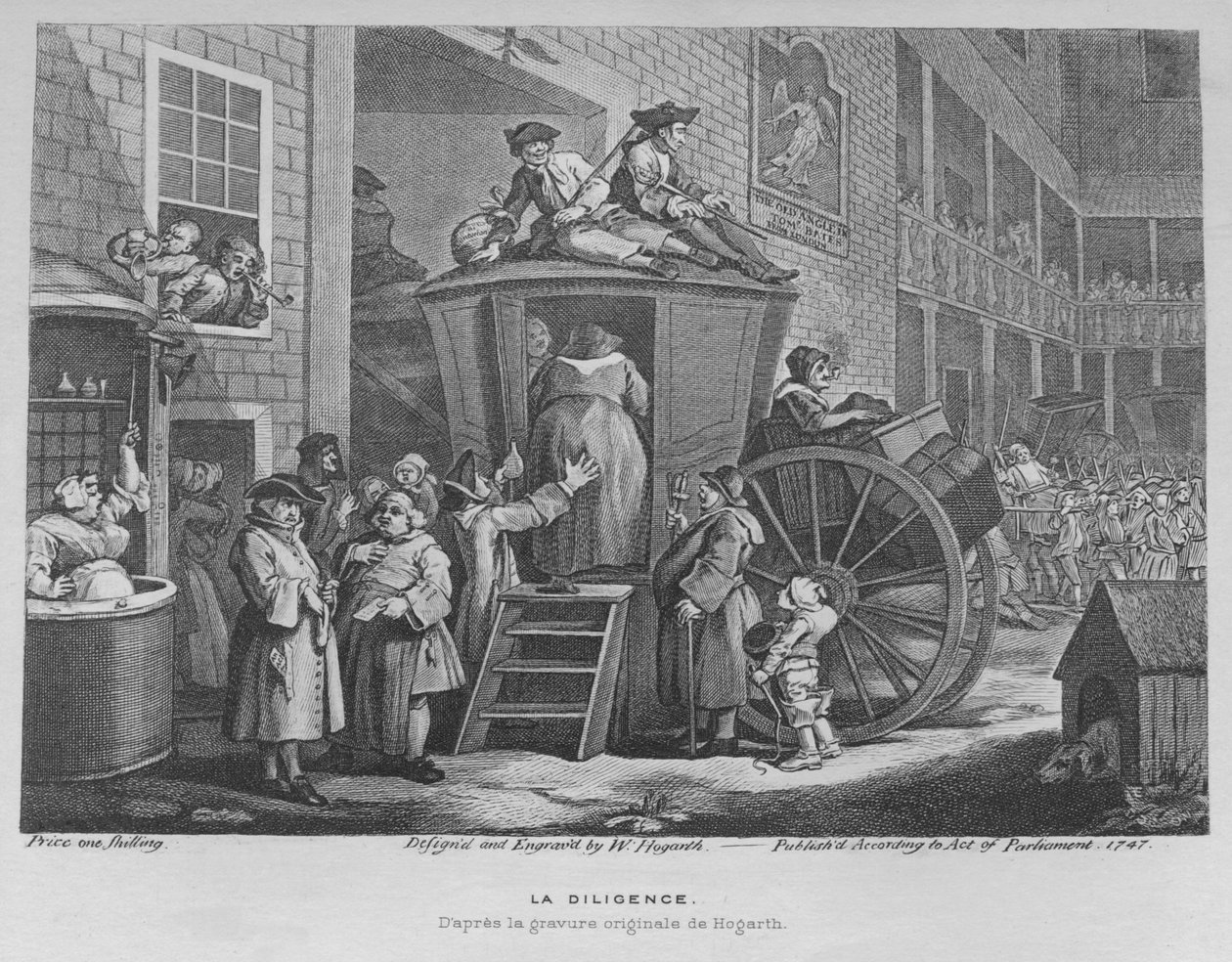 The Stage Coach eller Country Inn Yard, 1747 av William Hogarth