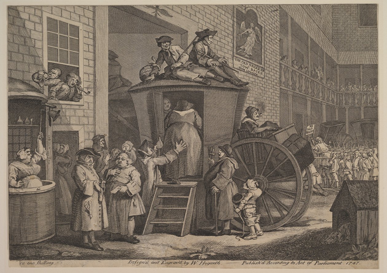 The Stage Coach, eller The Country Inn Yard, 1747. av William Hogarth