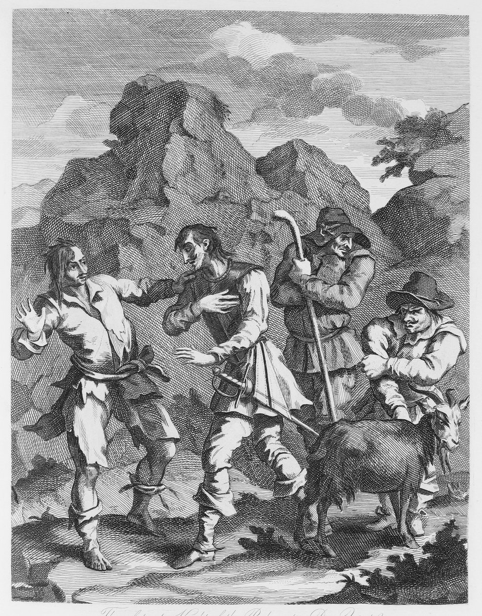 The Unfortunate Knight of the rock møter Don Quixote av William Hogarth