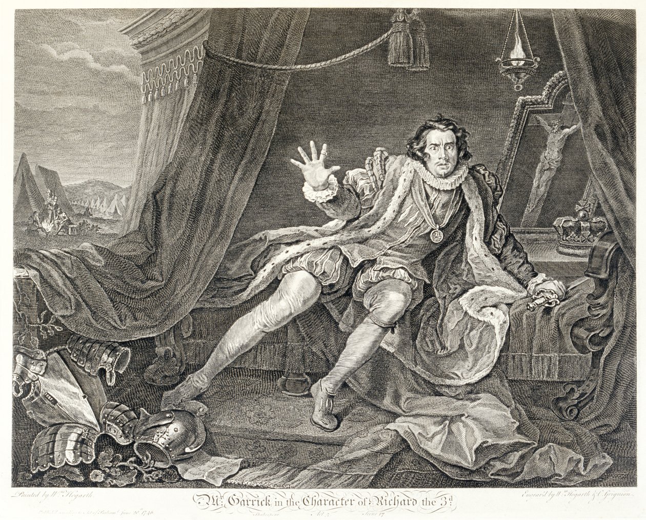 Skuespilleren David Garrick i rollen som Richard III, 1746 av William Hogarth