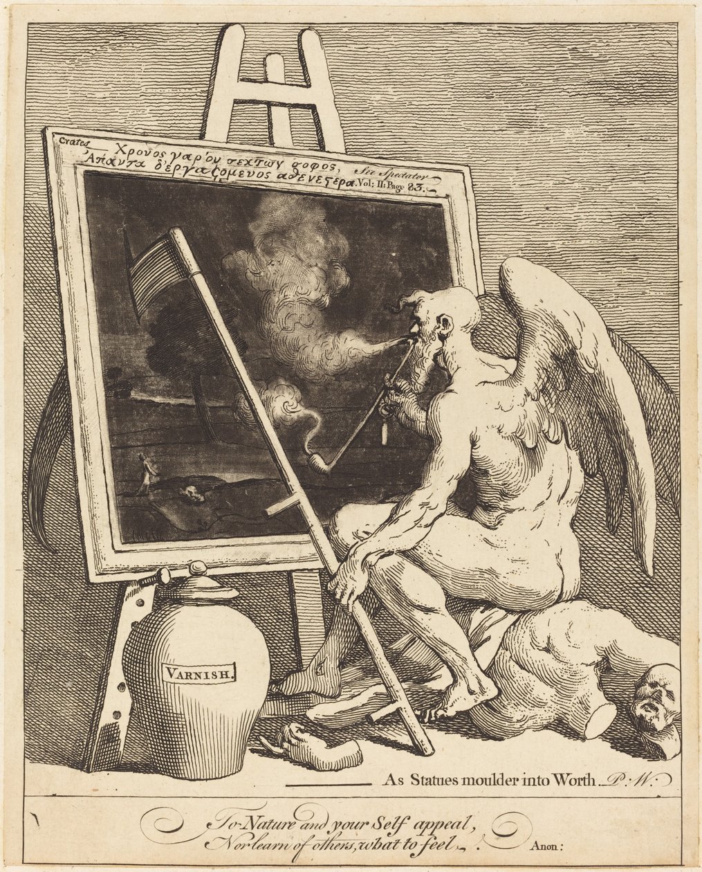Tid som røyker et bilde av William Hogarth