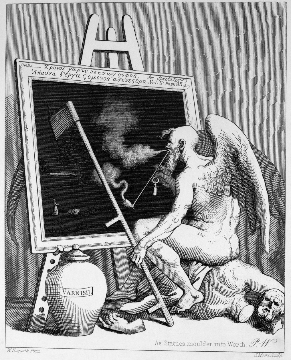 Tid som røyker et bilde av William Hogarth