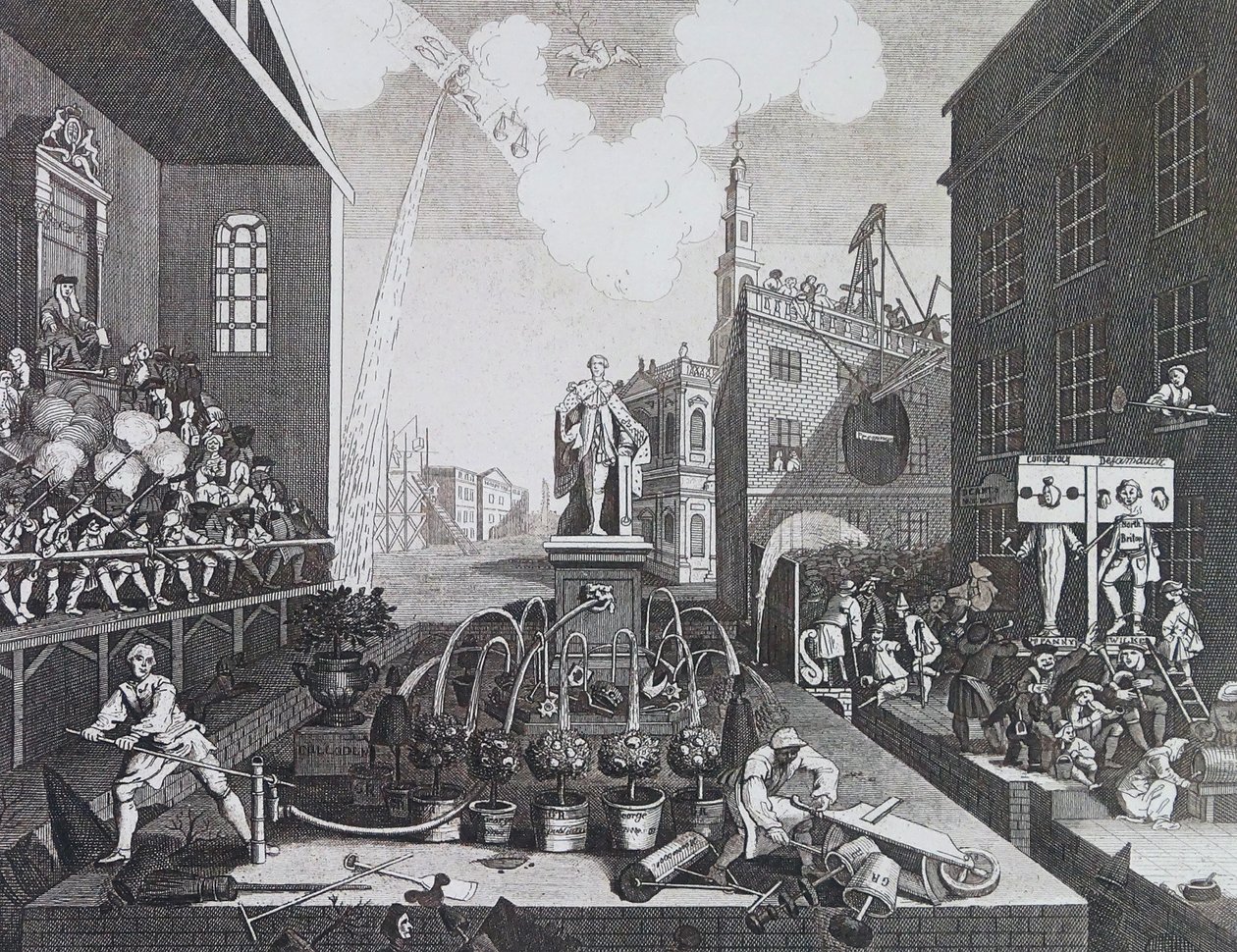 To kriminelle i en pels eller aksjer i London av William Hogarth