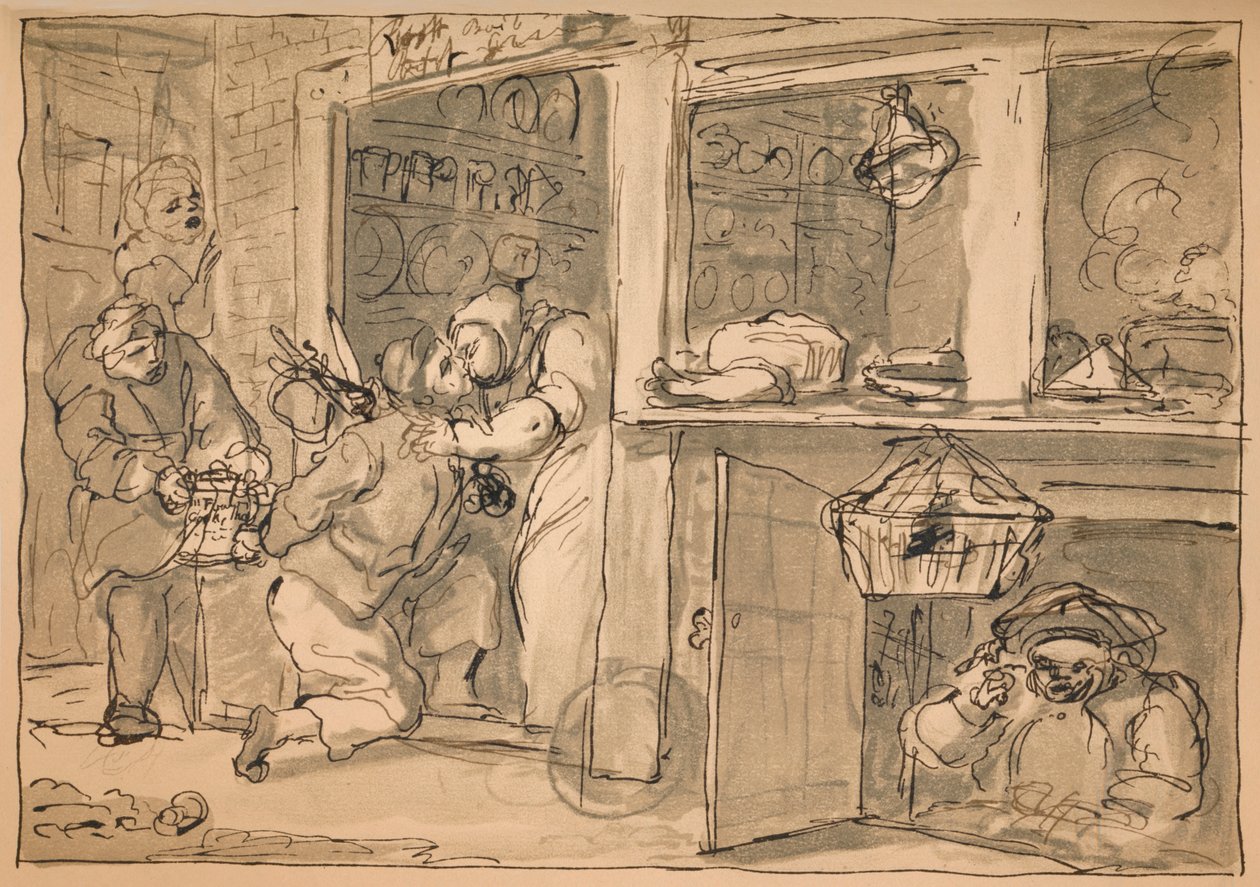 Ubrukt tegning for industri og lediggang, 1747. av William Hogarth
