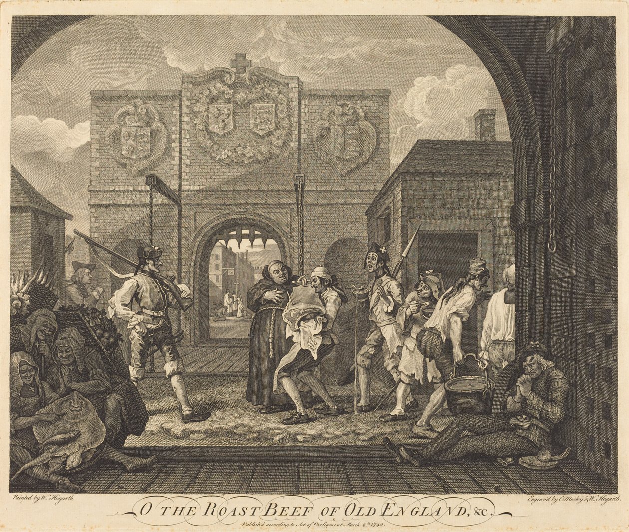 The Gate of Calais, eller The Roast Beef of Old England av William Hogarth and Charles Mosley