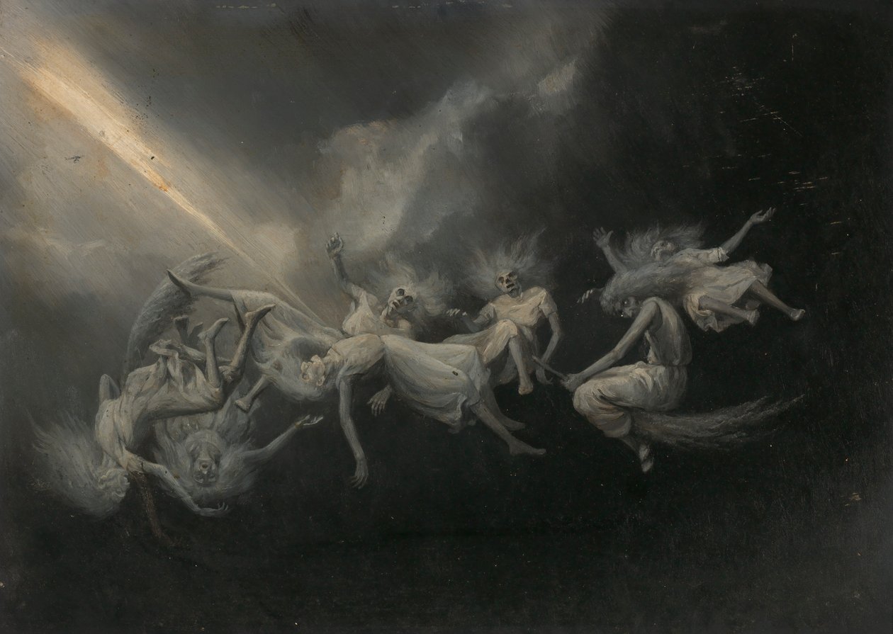 Lynet slo ned en flokk hekser, midten av slutten av 1800-tallet. av William Holbrook Beard
