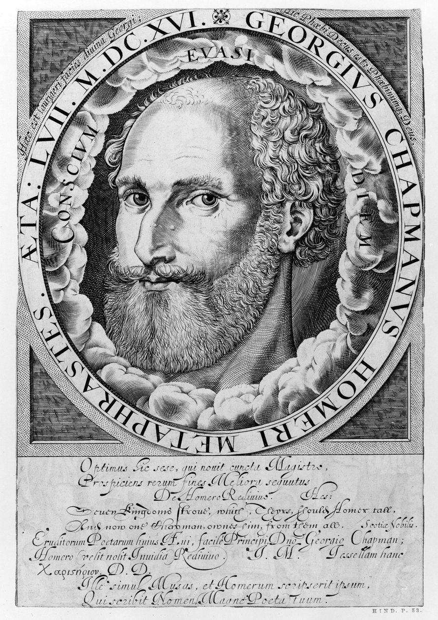 Portrett av George Chapman (ca. 1559-1634) ca. 1609-10 av William Hole