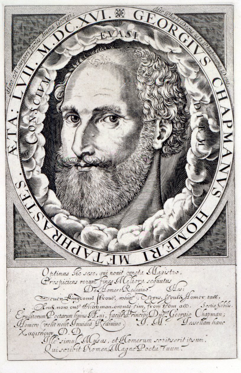 Portrett av George Chapman (ca. 1559-1634) ca. 1609-10 av William Hole