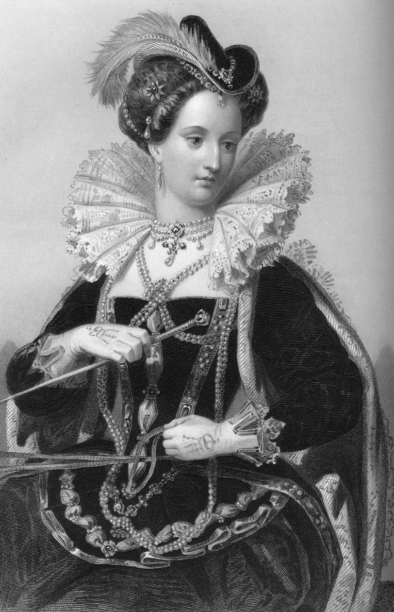 Dronning Elizabeth I 1533-1603 ved Tilbury Fort, 1851. av William Holl