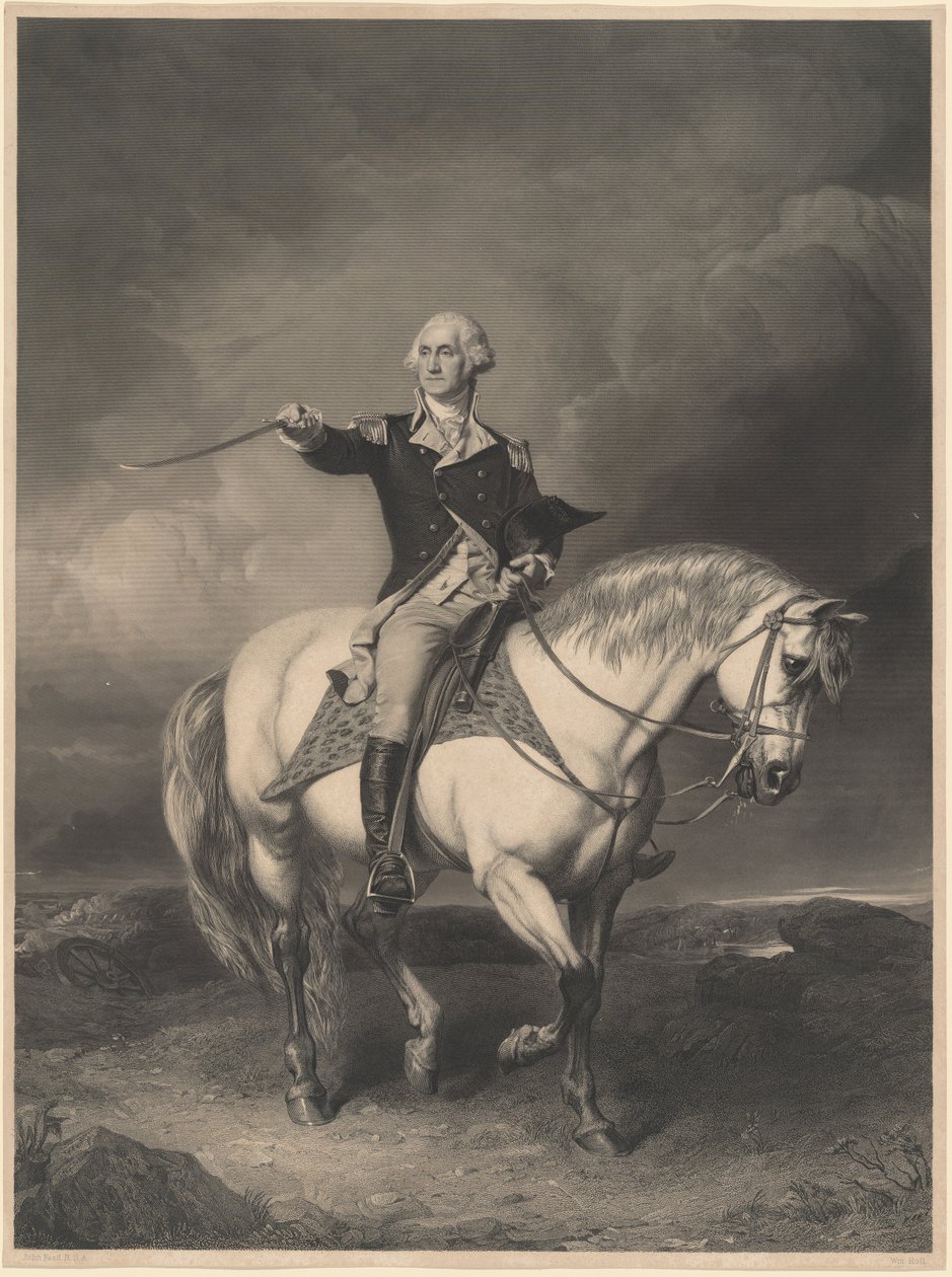 George Washington til hest av William Holl II after John Faed