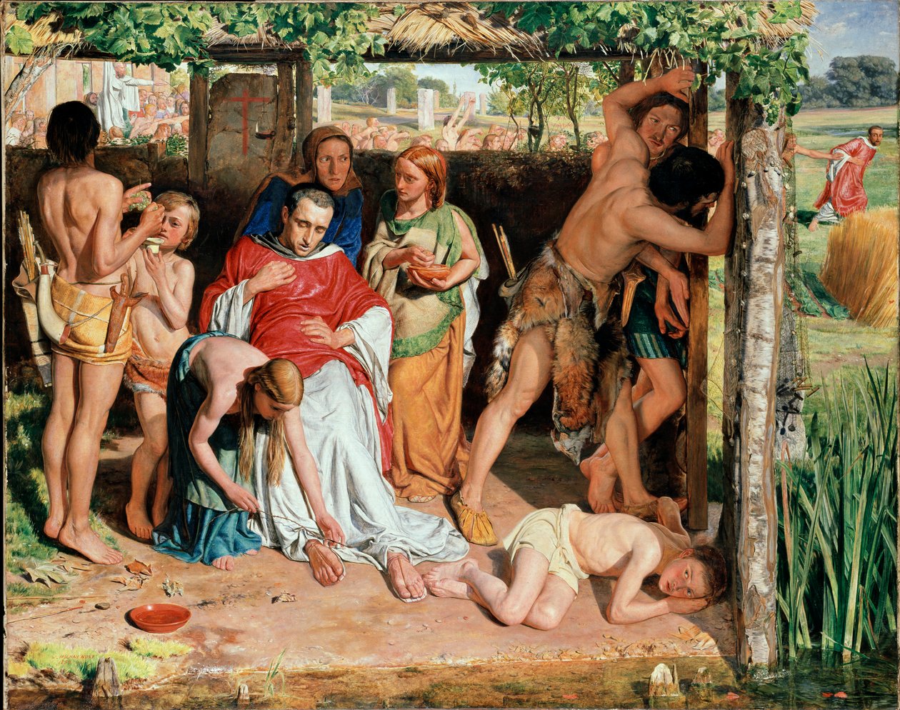 En konvertert britisk familie som beskytter en kristen misjonær mot forfølgelsen av druidene, 185 av William Holman Hunt