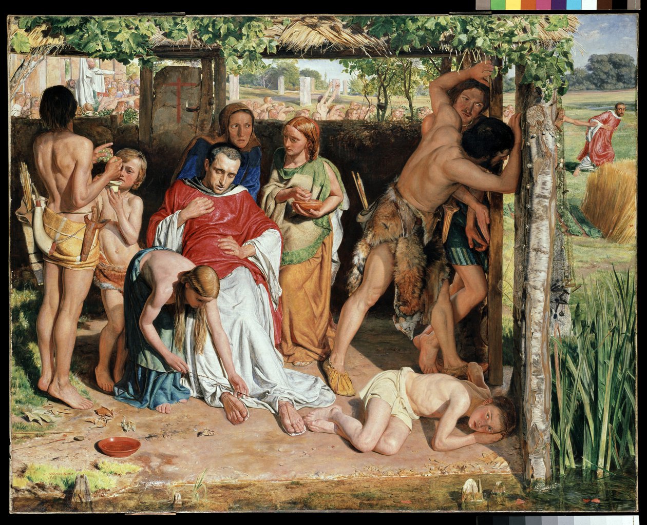 En konvertert britisk familie som beskytter en kristen misjonær mot forfølgelsen av druidene, 1850 av William Holman Hunt
