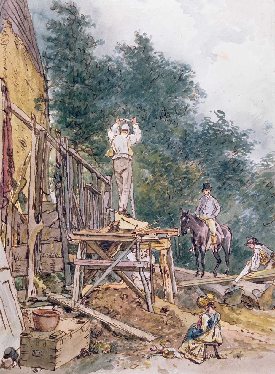 Dr. Monro inspiserer stallen hans (penn og blekk og wc på papir) av William Holman Hunt