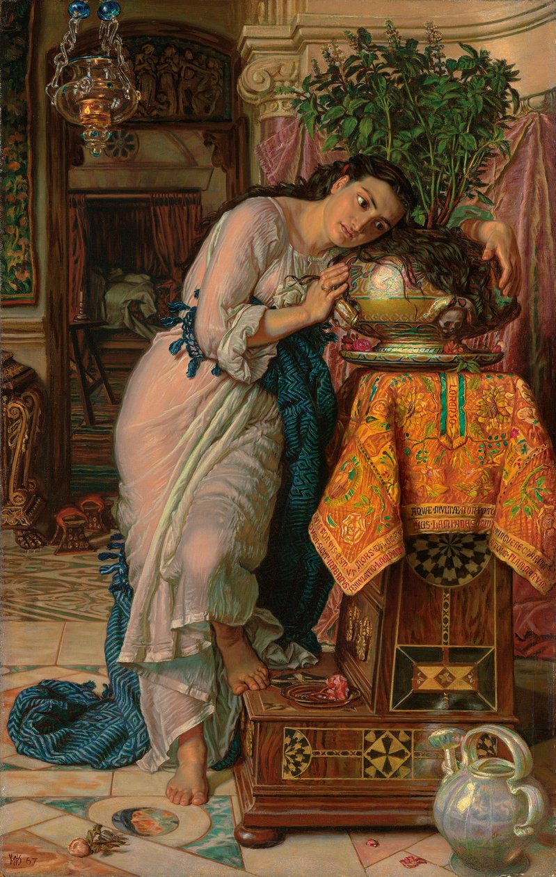 Isabella og potten med basilikum, 1867 av William Holman Hunt