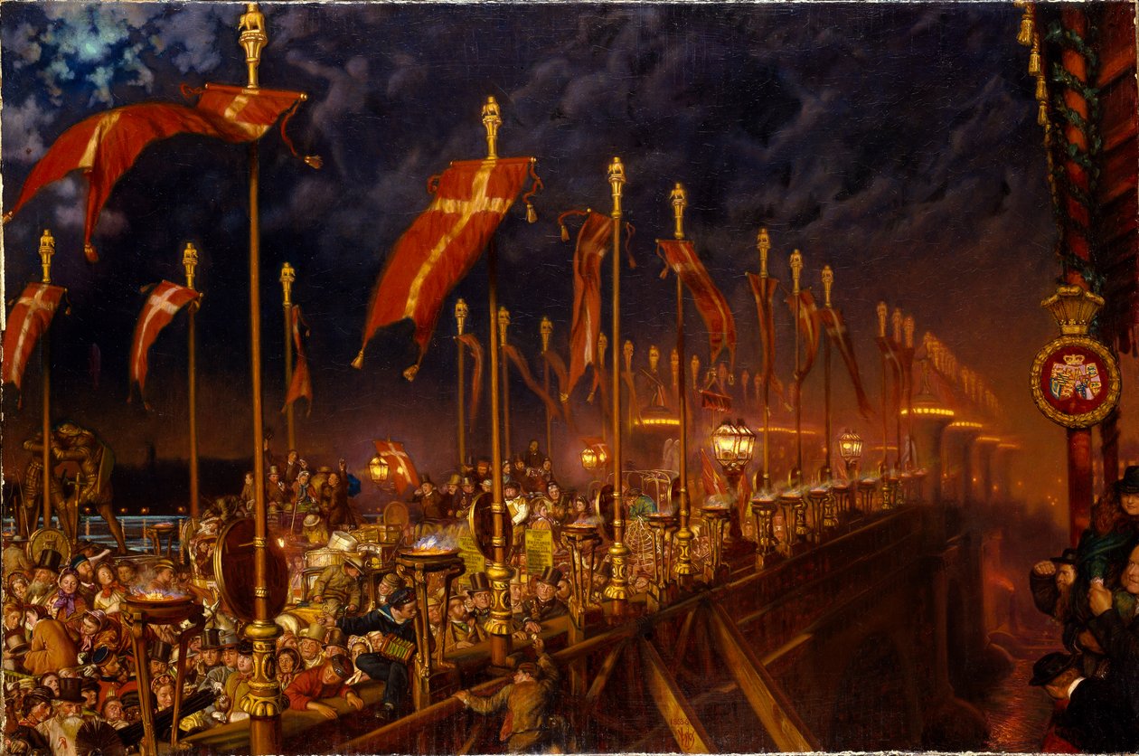 London Bridge på natten for ekteskapet til prinsen og prinsessen av Wales, 1863 av William Holman Hunt