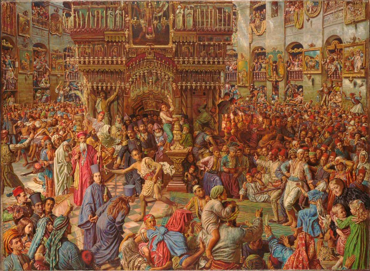 Mirakelet med den hellige ild, Den hellige gravs kirke av William Holman Hunt