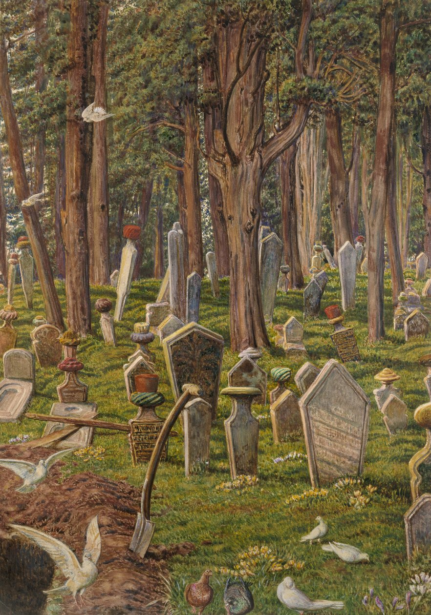 The Sleeping City: Cemetery of Pera, Konstantinopel, 1856 - 1888 (akvarell på papir) av William Holman Hunt