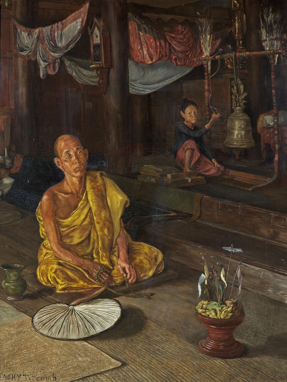 En burmesisk prest - The Call to Prayer (olje på lerret) av William Holt Yates Titcomb