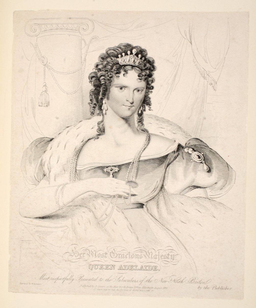 Hennes nådigste majestet dronning Adelaide, mest respektfullt presentert for abonnentene på New North Briton, pub. 1830 av William Home Lizars