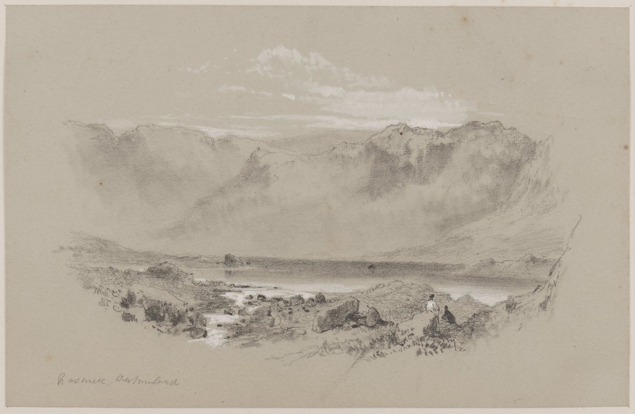 Grasmere, Westmorland (kritt og gouache på papir) av William Hull