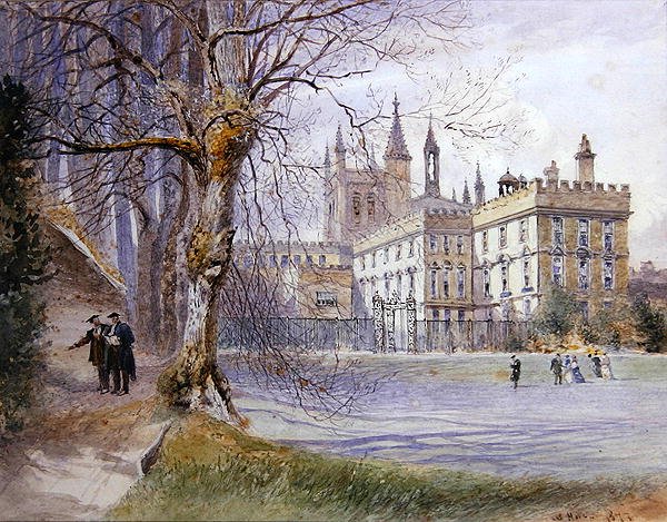 New College fra College Gardens (akvarell over blyant) av William Hull