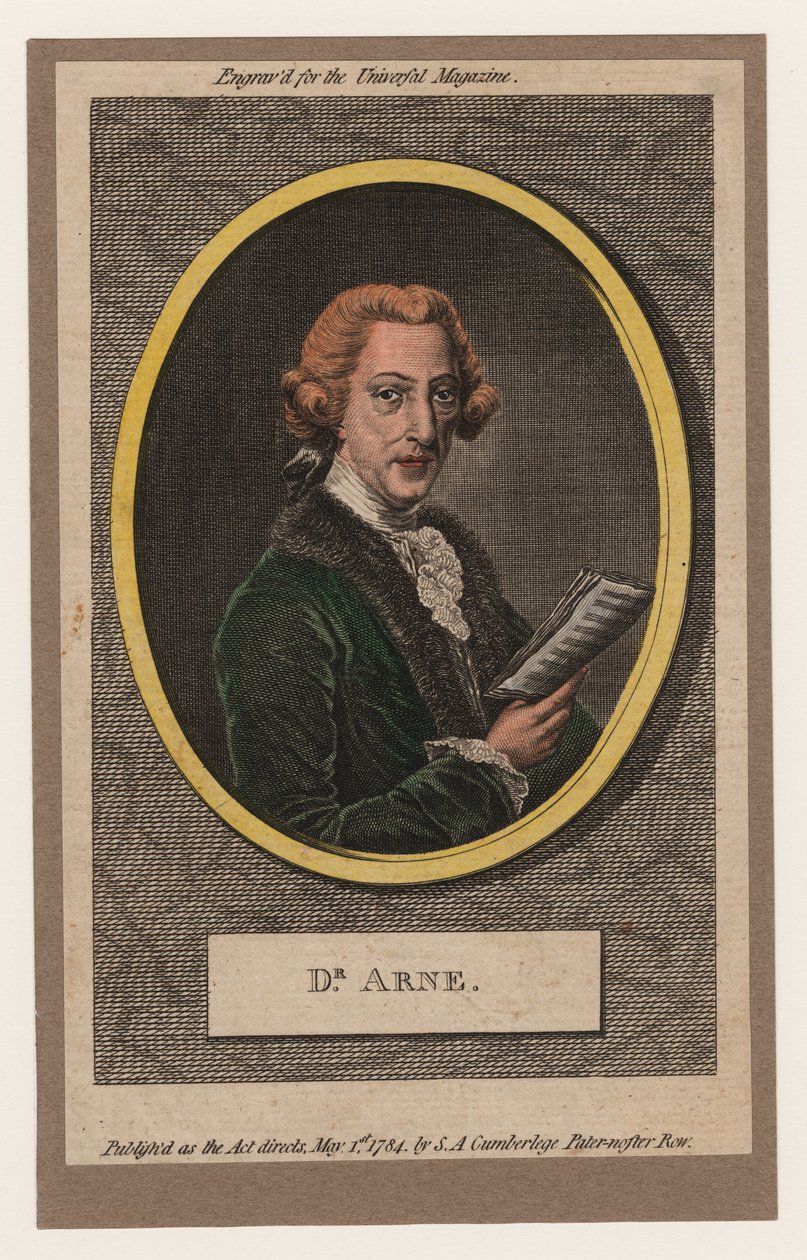 Dr. Arne, 1784 (håndfarget gravering) av William Humphrey