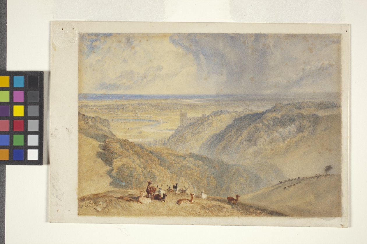 Arundel On The River Arun, etter JMW Turner (akvarell og gouache på off-white papir) av William II Ward