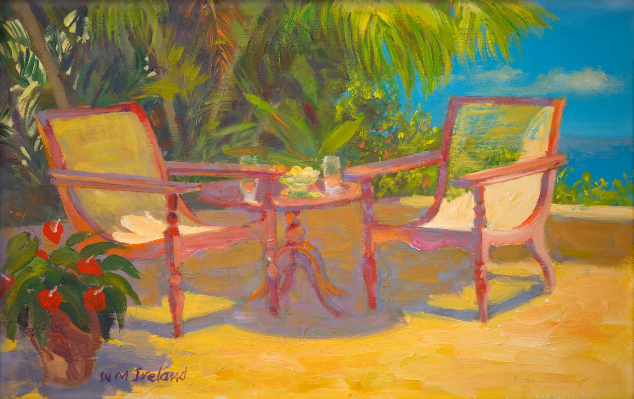 Karibisk terrasse (olje om bord) av William Ireland