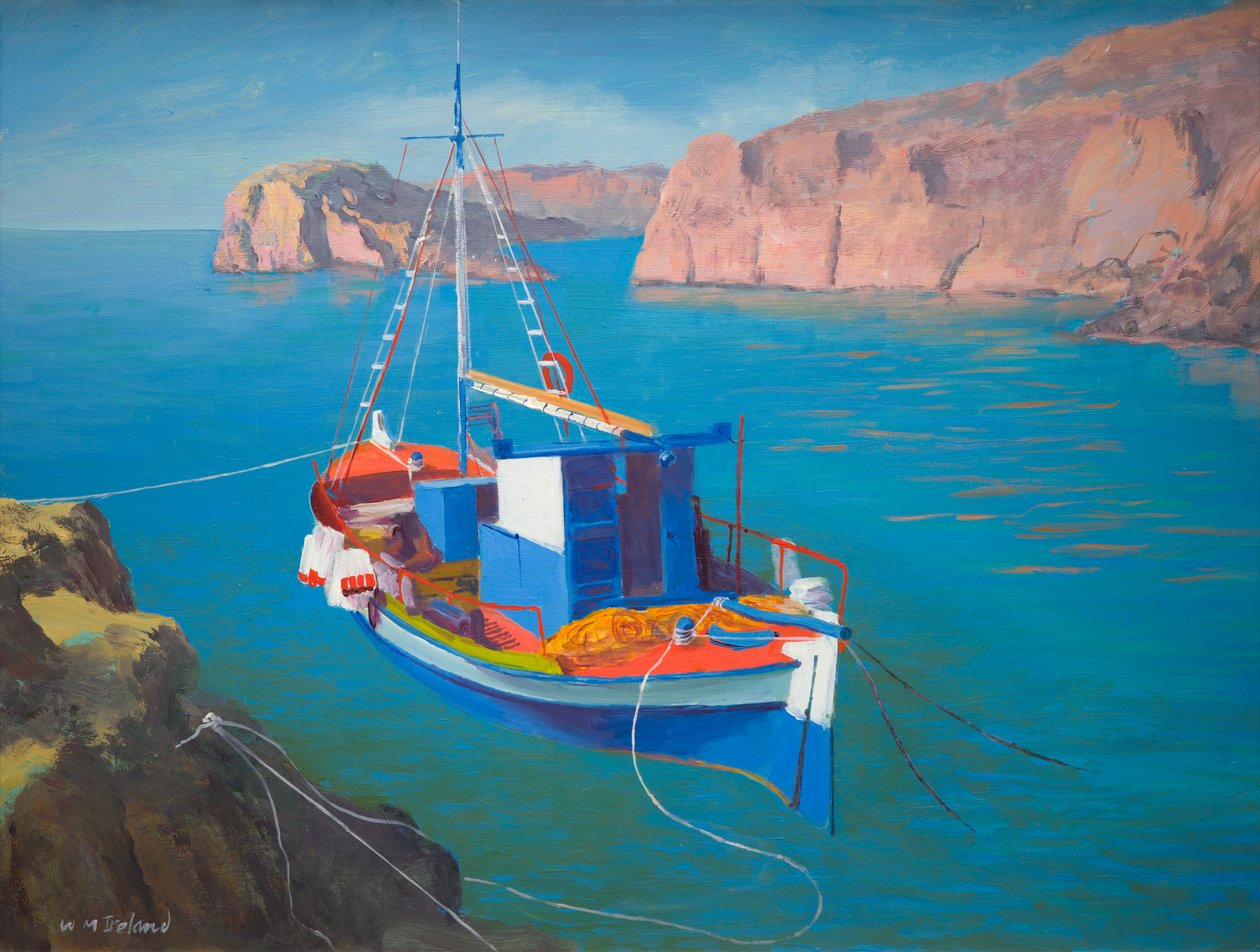 Gresk båt utenfor Rhodos (olje om bord) av William Ireland