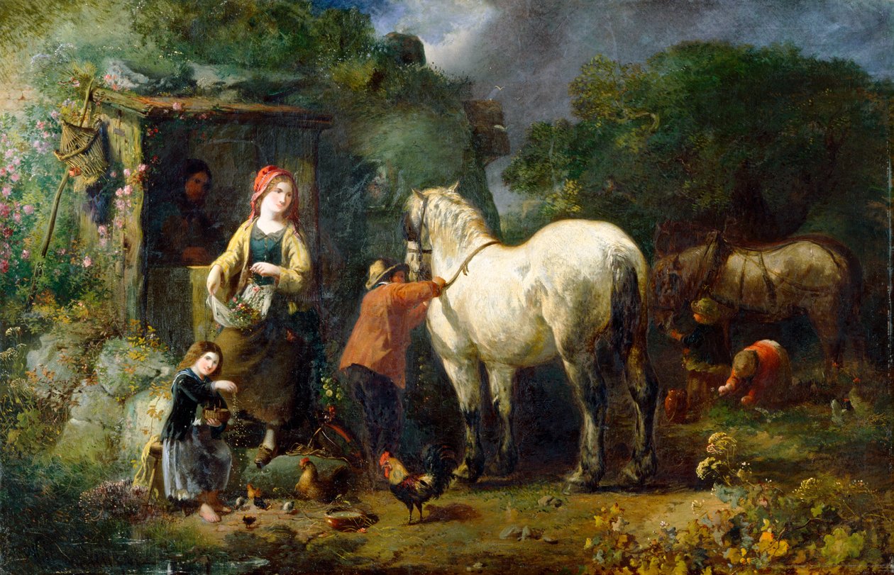 The Old Carthorse (olje på lerret) av William J. Perry
