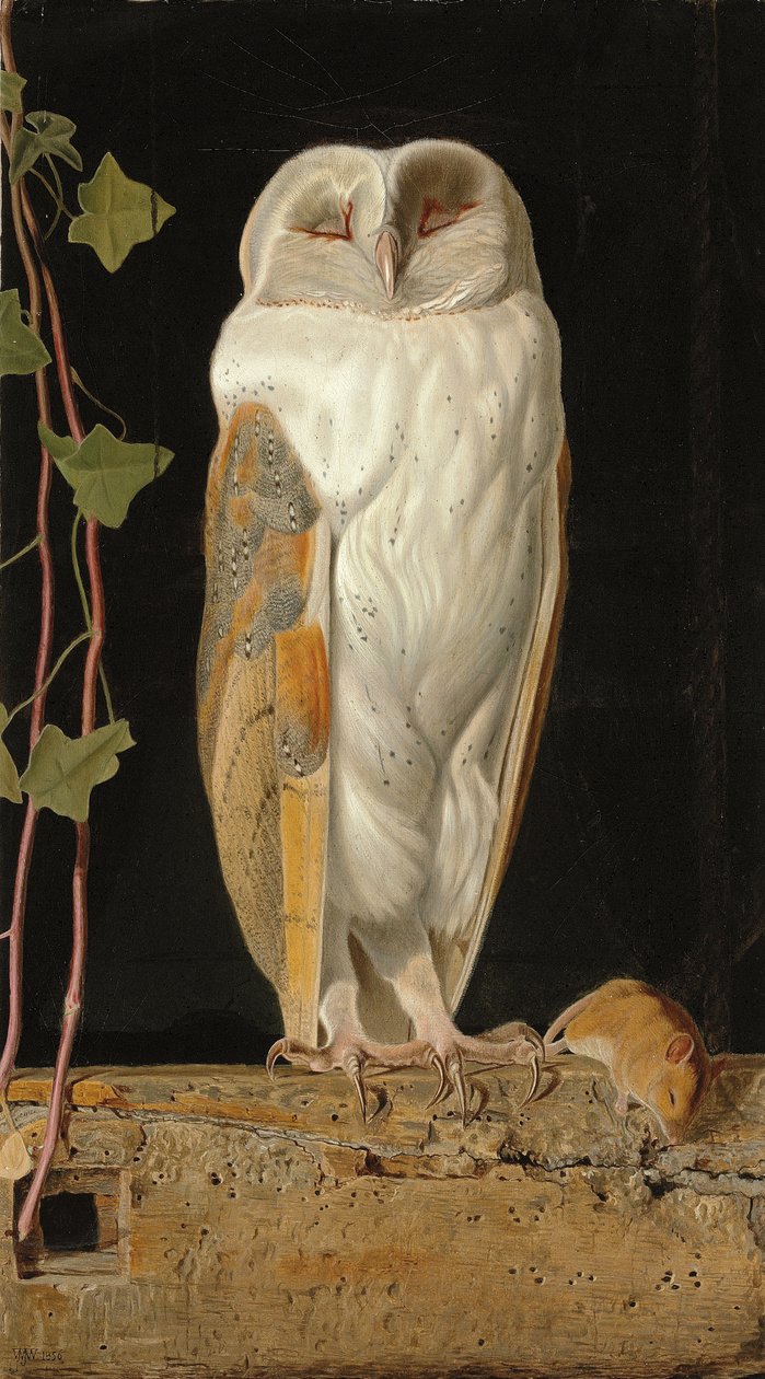 Den hvite uglen: "Alene og varmer sine fem vetter, sitter den hvite uglen i klokketårnet", 1856 av William J. Webbe