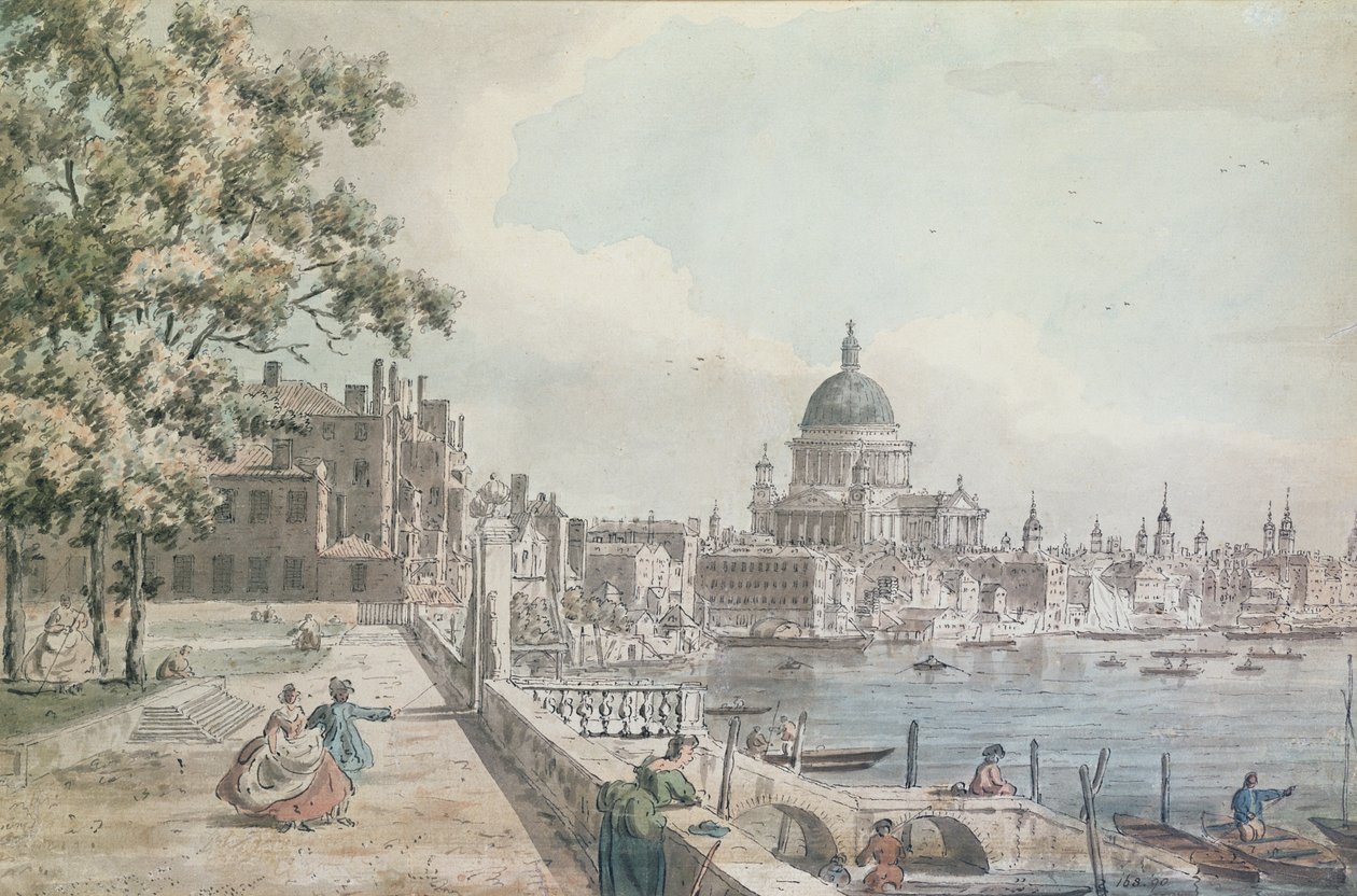 En kopi av en del av en tegning av Canaletto, av St. Paul