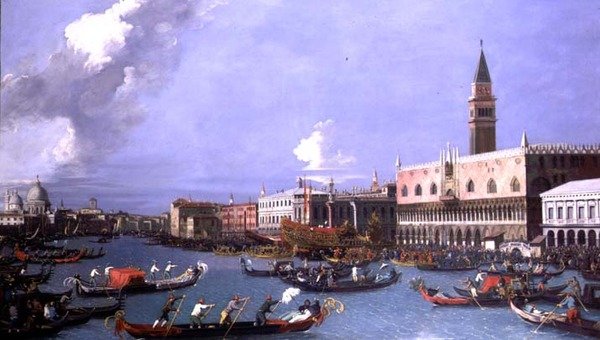 Bucintoro returnerer til Molo på Kristi himmelfartsdag, Venezia av William James
