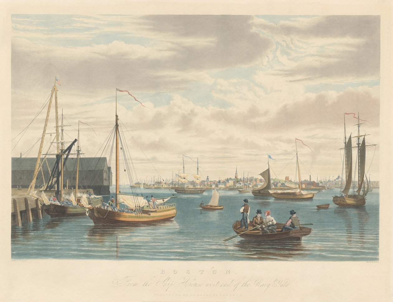 Boston: Fra Ship House ved den vestlige enden av marineverftet av William James Bennett