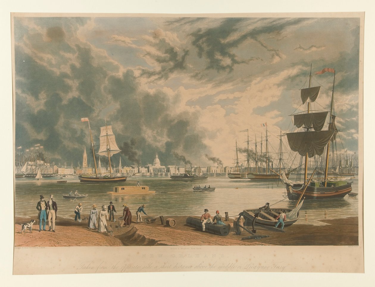 New Orleans, tatt fra motsatt side et lite stykke over midten eller Picayune Ferry av William James Bennett