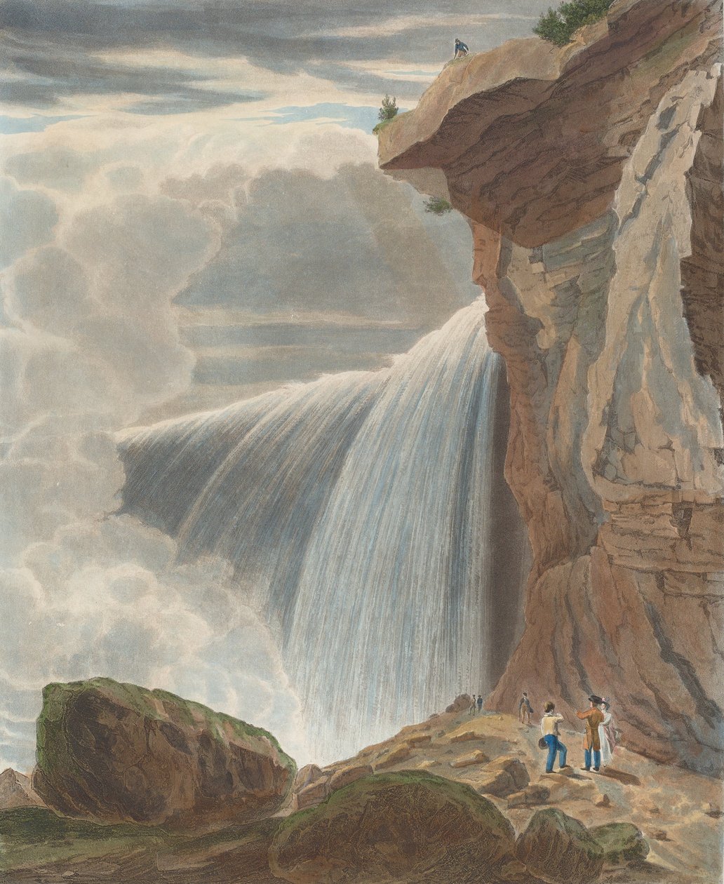 Niagara Falls fra Under Table Rock, 1829. av William James Bennett